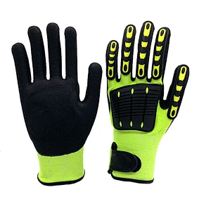 A5 Cut Resistant TPR Safety Gloves With Sandy Nitrile Coated Impact And Activity Gloves For Fork Lift Operation Truck Driving