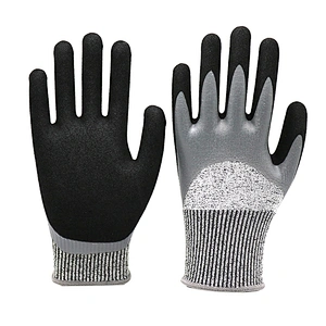 HY Snug Fit Scrub Cutting Gloves Double Dipped Nitrile Finish Mitts Good Grip For Lightly Oiled Parts Glove From China