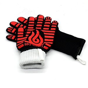 Cheap Silicone Heat Resistant Double Oven Mitts Gloves for Kitchen Cooking BBQ Baking