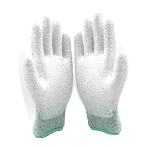 Breathable and Soft PU Palm Coated Carbon fiber Anti-static Work Gloves Construction