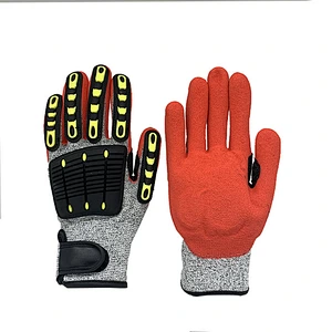 A5 Cut Resistant TPR Safety Gloves With Sandy Nitrile Coated Impact And Activity Gloves For Fork Lift Operation Truck Driving