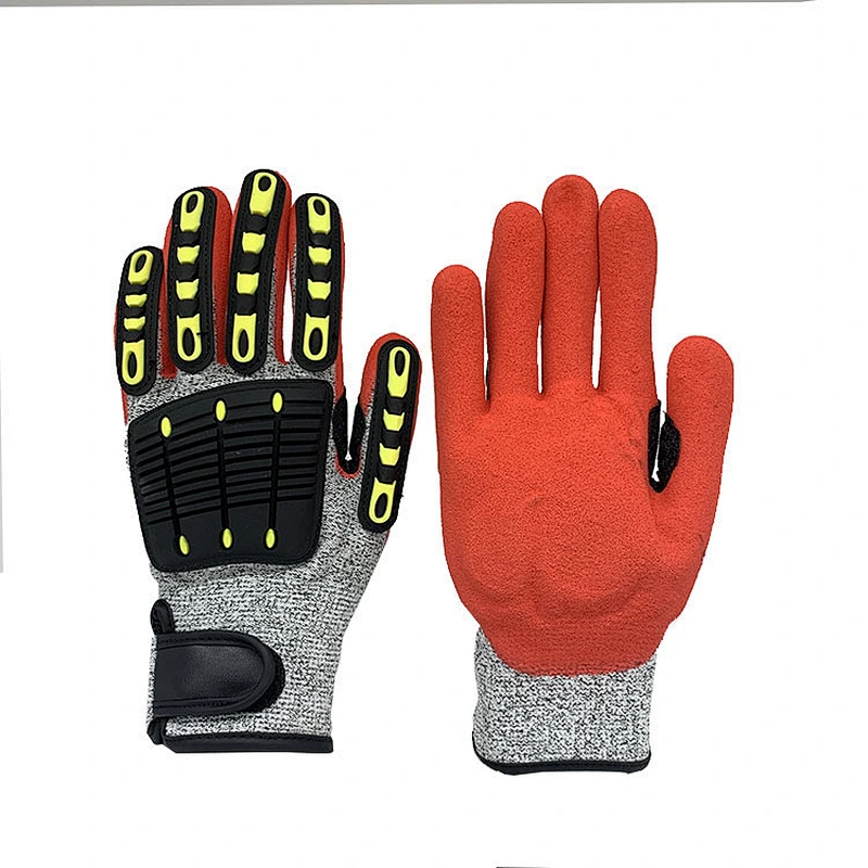 A5 Cut Resistant TPR Safety Gloves With Sandy Nitrile Coated Impact And Activity Gloves For Fork Lift Operation Truck Driving