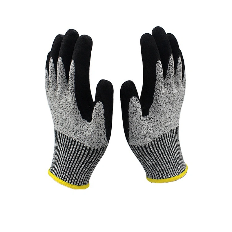 13 Gauge HPPE Sandy Nitrile on Palm Anti Cut Work Gloves EN388 2016