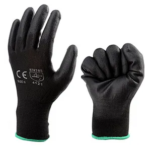 OEM Custom Logo Work Gloves Machine Knitted Shell Black PU Gloves PU Grip Glove for Automotive Industry