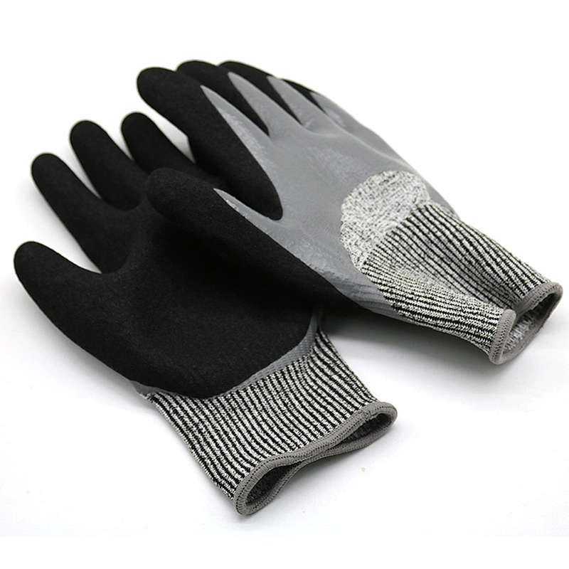 Oilfield Sandy Nitrile Cut Resistant Anti Vibration Shock Proof TPR Gloves Anti Impact Gloves Mechanic Glove Guante Anti Impacto
