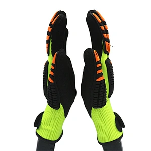 Excellent Grip Anti Vibration Oil proof Cut Resistant Safety Working gloves Sandy Nitrile for Impact proof