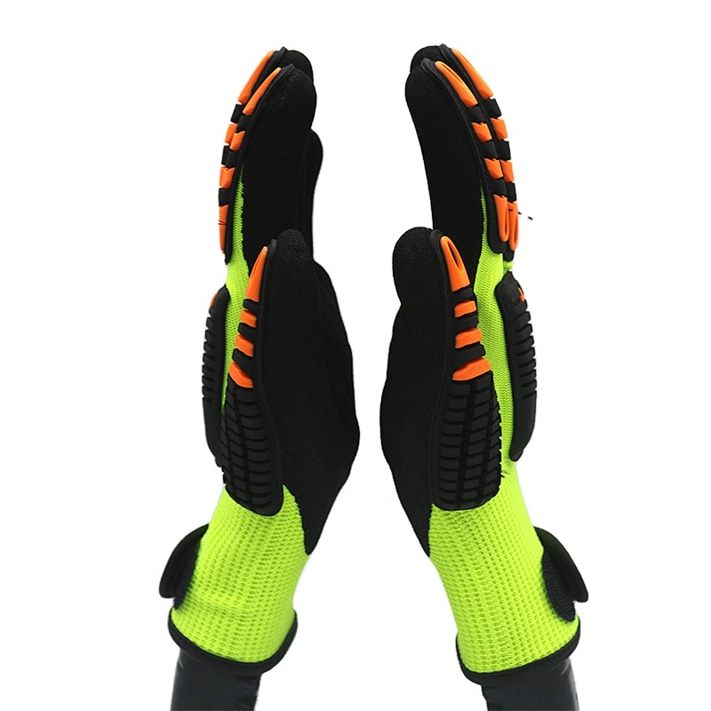 Excellent Grip Anti Vibration Oil proof Cut Resistant Safety Working gloves Sandy Nitrile for Impact proof