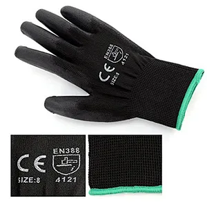 Cheap Polyurethane Coated Nylon Safety Working Gloves Knitted Wrist Cuff PU Top-fit Gloves For Inspection Precision Work