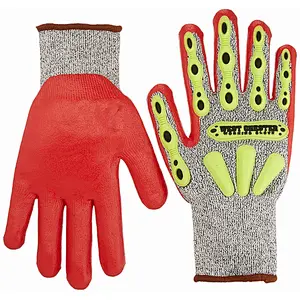 Oilfield Oil Proof Anti Vireration Tpr Impact Mechanic Glove With NBR palm coated