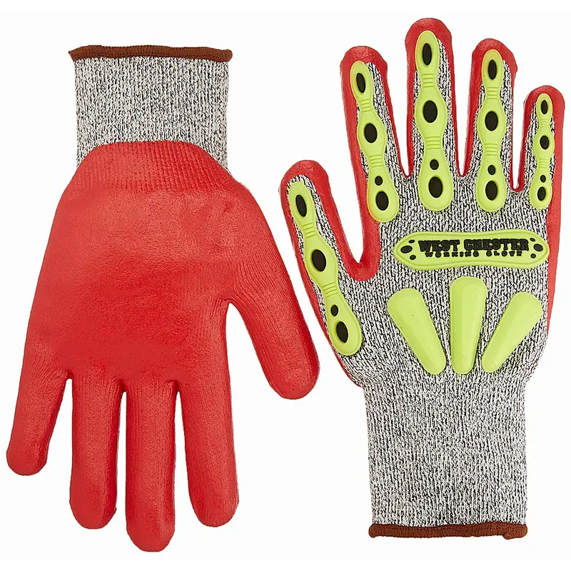 Oilfield Oil Proof Anti Vireration Tpr Impact Mechanic Glove With NBR palm coated