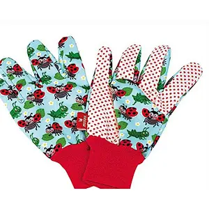 General Purpose 9 Inches Ladies Flower Printed PVC Dotted Garden Work Gloves