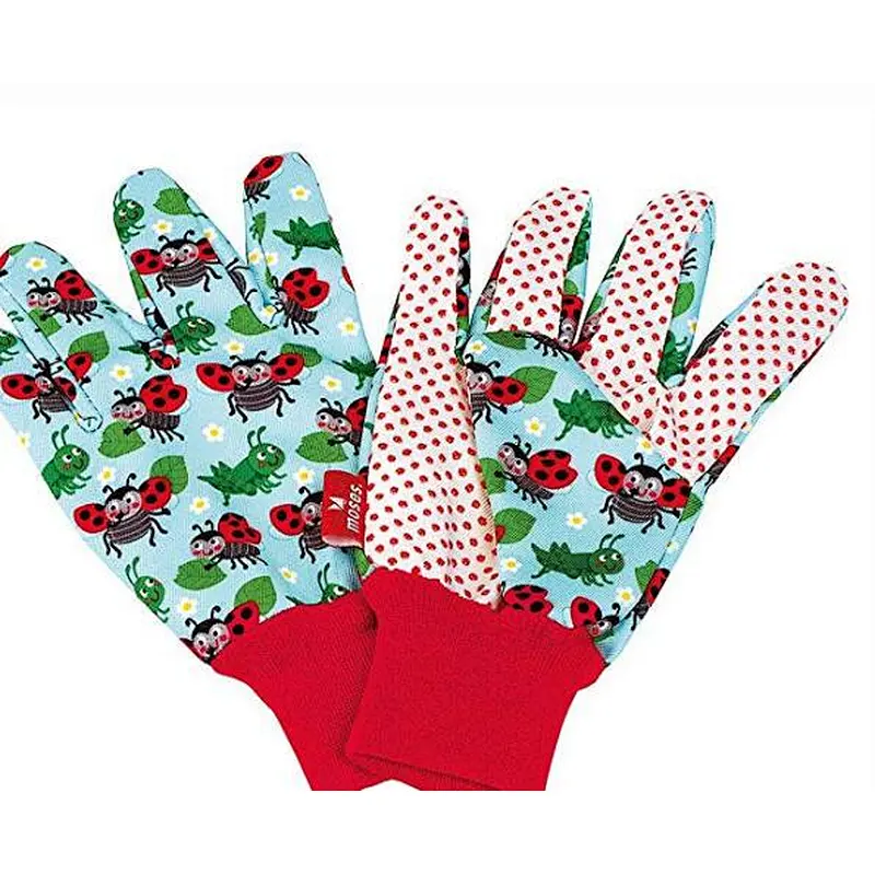 General Purpose 9 Inches Ladies Flower Printed PVC Dotted Garden Work Gloves