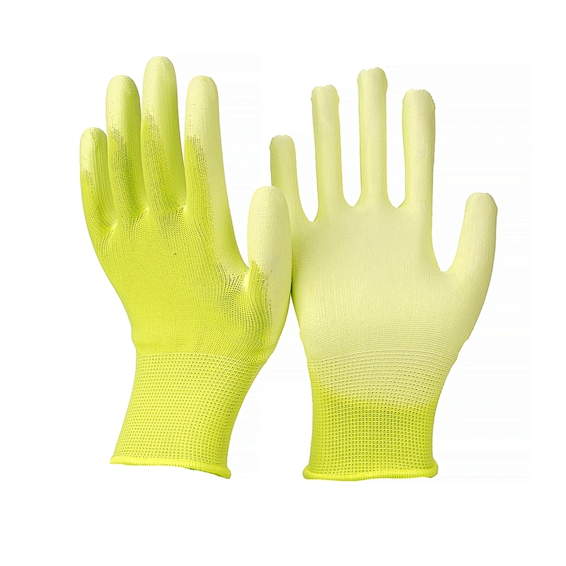 CE Polyurethane Glove High Visibility PU-Coated Gloves Construction Gloves for Hand Protection