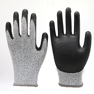 CE Certificated PU Palm Fit Anti-Cut Gloves Polyurethane Coated Cut Resistant Gloves Protective Hands For Construction