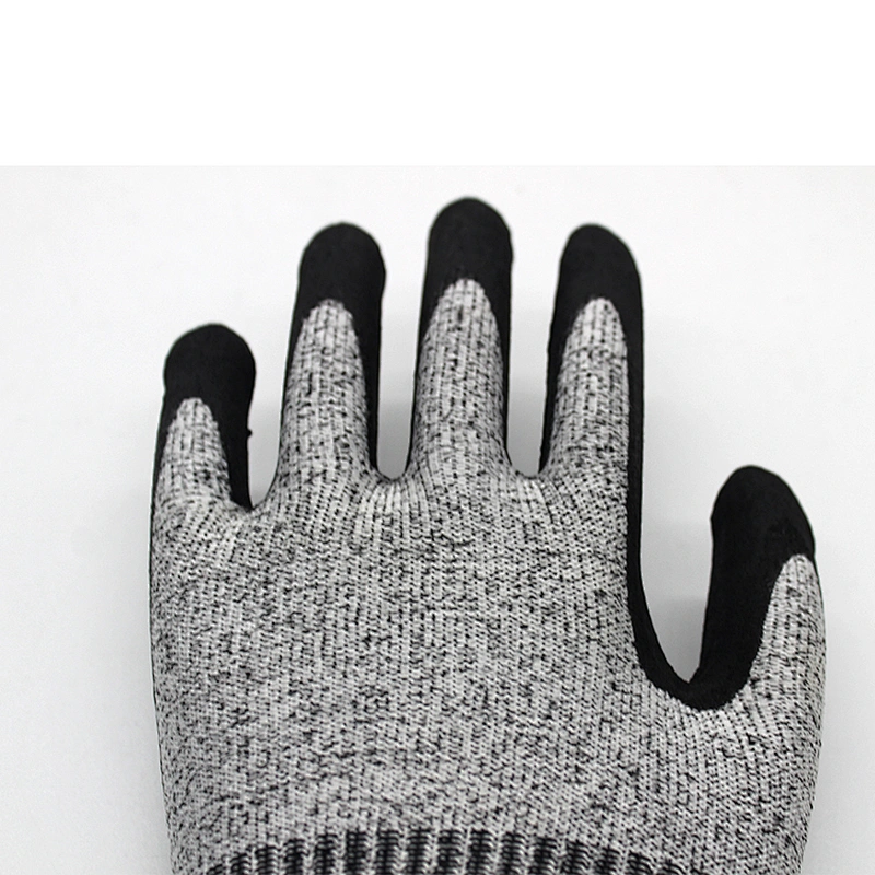 13 Gauge HPPE Sandy Nitrile on Palm Anti Cut Work Gloves EN388 2016