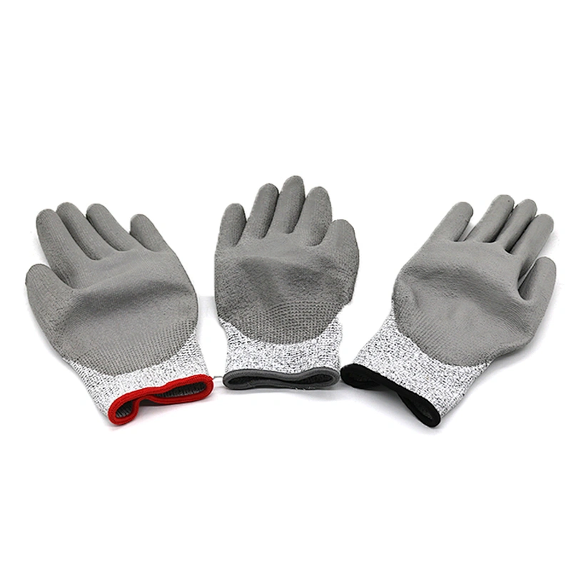Safety Gloves EN388 Cut Resistant PU Coating Smooth Finished Touch Screen Hand Gloves