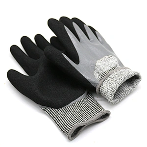 HY Snug Fit Scrub Cutting Gloves Double Dipped Nitrile Finish Mitts Good Grip For Lightly Oiled Parts Glove From China