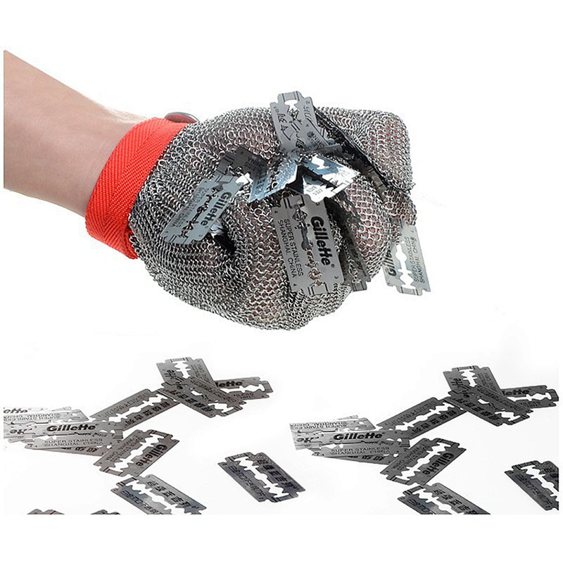 Level 5 Five Fingers Anti Cutting Butcher Stainless Steel Mesh Gloves for Slaughter Glass Processing Logging Worker