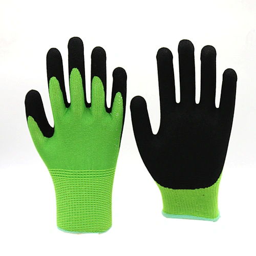 Green Cut 5 Sand Finish Nitrile Palm Gloves High Level Cut Resistant U2 Work Gloves Anti Cut Gloves For Pulp And Paper
