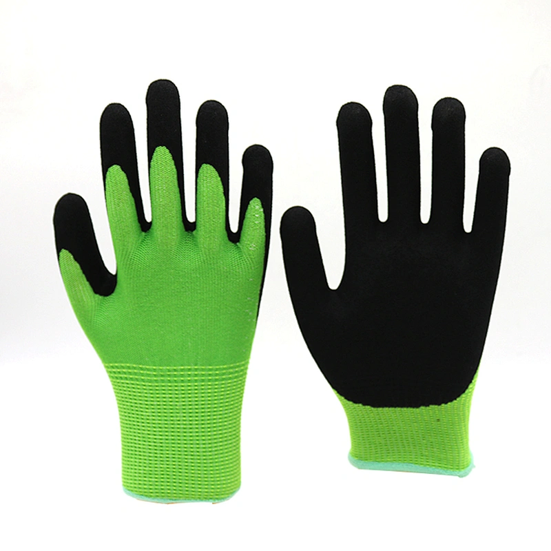 Green Cut 5 Sand Finish Nitrile Palm Gloves High Level Cut Resistant U2 Work Gloves Anti Cut Gloves For Pulp And Paper