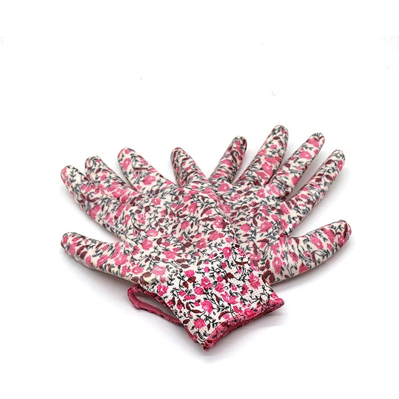 13 g polyester nylon seamless knit Nitrile plam coated safety working gardening top fit gloves