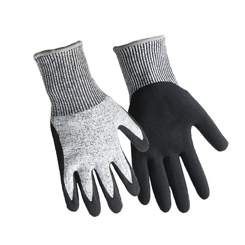 Sandy Nitrile Coated Anti Cut Heavy Metal Manufacturing Work Gloves Abrasion Resistant Handing Glass Hand Protection Gloves