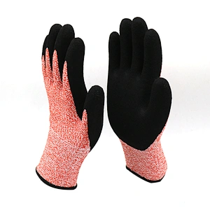 CE Level 5 Anti cut Gloves Cut Resistant Gloves Sandy Nitrile Coated Gloves for Glass Woking