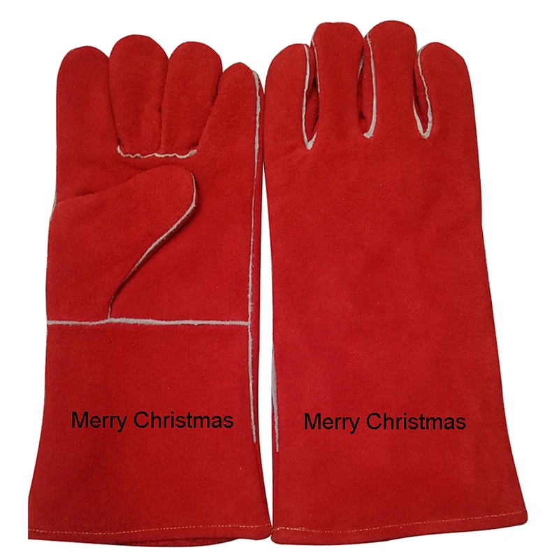 Red Hand Safety Welding Gloves Supplier Price Heat Resistant Leather Welding Gloves for Welder
