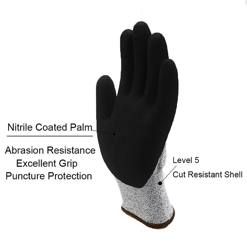 ANSI Level 5 HPPE Seamless Shell Cut Gloves Blade Cut Resistance Gloves Durable Nitrile Grip Antideslizante Anti-cut Gloves
