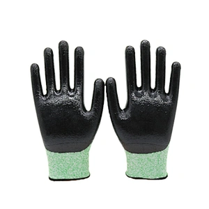 HY 13 Gauge HPPE 5 Liner Safety Working Glove With Smooth Nitrile Mittend Withstands Oils Solvents And Water