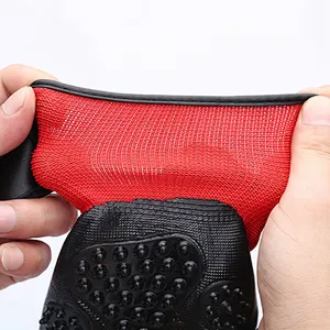 Gentle De-shedding Brush Five Finger Design Pet Grooming Gloves for Cats, Dogs and Horses