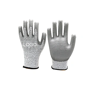 Level 5 Cut Resistant Gloves PPE Workwear Factory Grey PU Coated Non Cut Gloves to Work with Sheet Metal