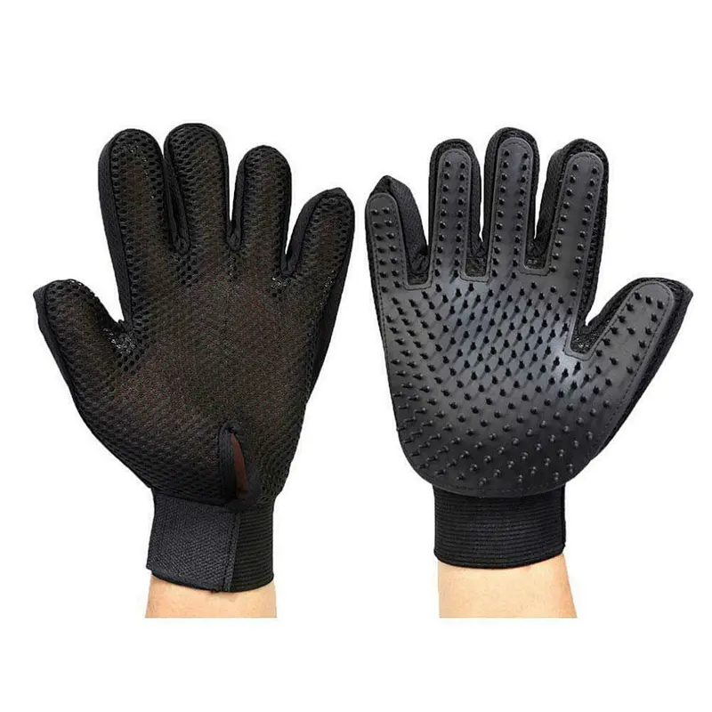 Pet Gentle Deshedding Brush Gloves Efficient Cat Hair Remover Mitts Dog Grooming Cleaning Glove With Enhanced Five Finger Design