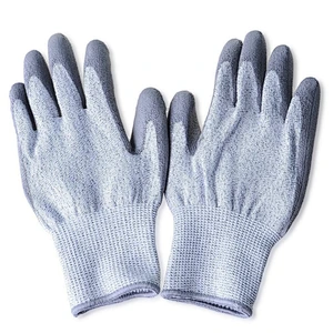 Grey PU Coated Cut Resistant Glass Handing Gloves