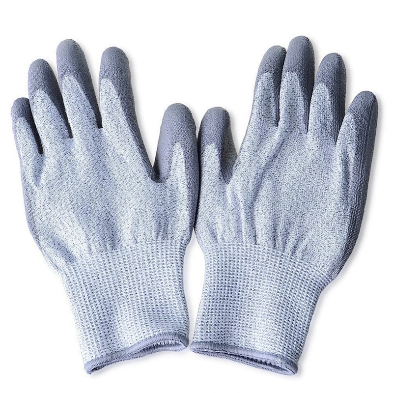Grey PU Coated Cut Resistant Glass Handing Gloves
