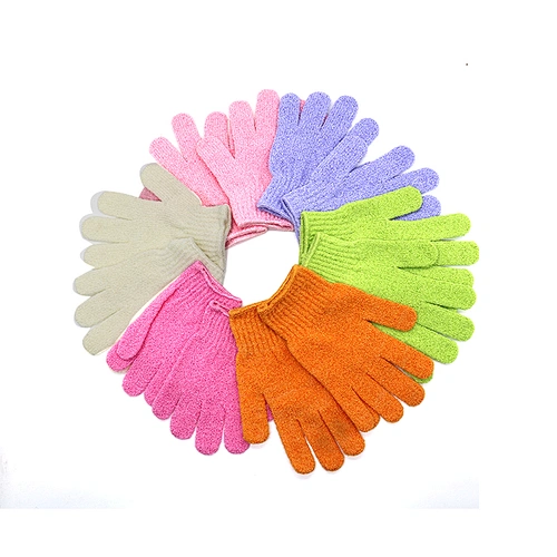 Costom Exfoliating Dual Texture Bath Gloves for Shower, Spa, Massage and Body Scrubs
