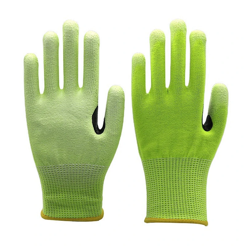 ANSI Cut Level A5 PU Coated Cut Resistant Steel Wire Safety Work Gloves With Thumb Arch Protection For Metal Stamping Assembly