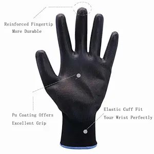 Durable Polyurethane PU Coated Work Gloves Texture Grip and Comfort Stretch Fit Safety Washable Men's Blake XL Work gloves