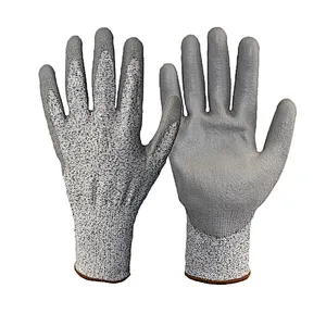 Seamless Knitted Nitrile Coated PU Cut Resistant Hand Safety Gloves For Industry Work