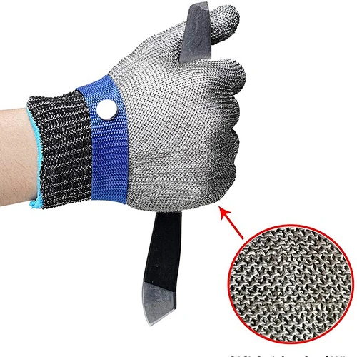 HY RTS A9 Cut Level 316L Stainless Steel Wire Knit Butcher Slaughter Work Gloves for Meat Cutting Fishing