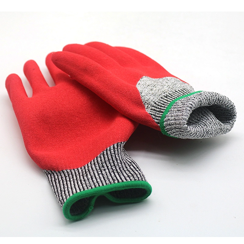 Sandy Nitrile Coated Cut Resistant Gloves Level 5 Anti Cut Gloves for Construction Industry