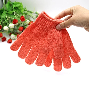 Custom Logo Cotton Shower Gloves, Nylon Exfoliating Bamboo Charcoal Cleaning Bath Glove