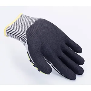 HPPE Sandy Nitrile Coated Oilfield Cut Resistant Anti Vireration Shock TPR Impact Gloves Mechanic Glove