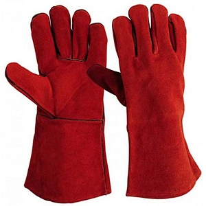 Red Hand Safety Welding Gloves Supplier Price Heat Resistant Leather Welding Gloves for Welder