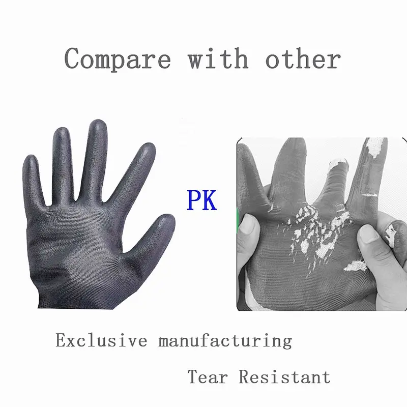 Durable Polyurethane PU Coated Work Gloves Texture Grip and Comfort Stretch Fit Safety Washable Men's Blake XL Work gloves