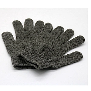 Natural Bamboo Charcoal Fiber Dual Texture Deep Cleaning Shower Bath Gloves Exfoliating Body Scrubber Massage Mitts