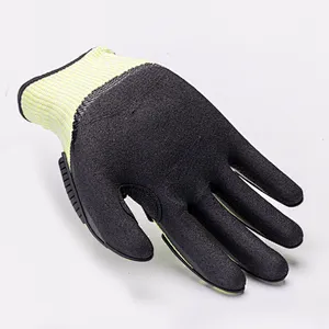 HPPE Sandy Nitrile Coated Oilfield Cut Resistant Anti Vireration Shock TPR Impact Gloves Mechanic Glove