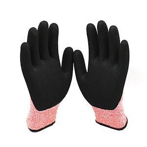 HY En388 4544 High Cut Risk Applications Glove Premium Quality Sandy Nitrile Scrub Cut Resistant Work Glove