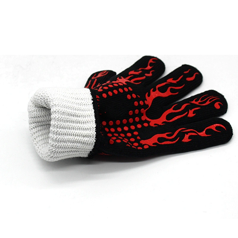 14 inch Professional Heat Resistant Oven BBQ Gloves with Silicone Grip for Food