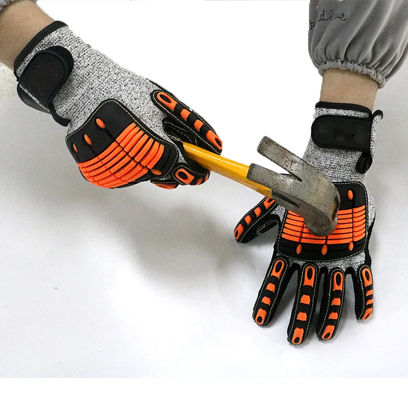 Plumbers Anti Impact Work Gloves TPR Heavy Duty Protection Safety Gloves With Cut Resistant Level 5 Shell Nitrile Coating